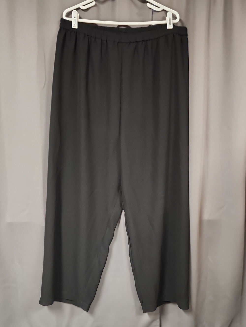 Roaman's Black Elastic Waist Wide Leg Pants
